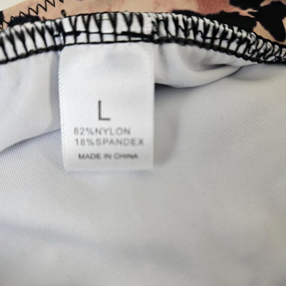 Womens High-Waisted Cheetah Print Bikini Set V-Neck Top & Stretchy Fit Size L - Picture 8 of 9